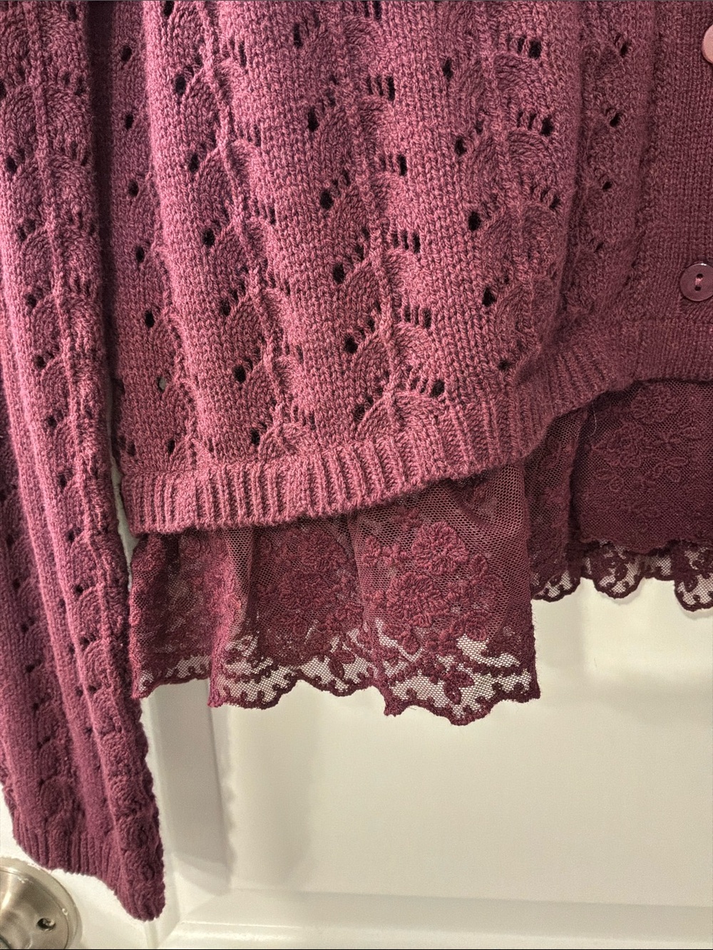 Flint & Moss Women's Burgundy Knit Button Cardigan